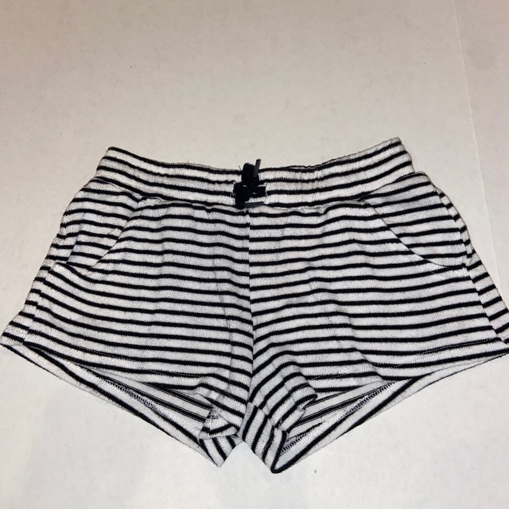 Roxy Girl Stripe Terry Shorts Black White Elastic Waist 

Size 8 Small